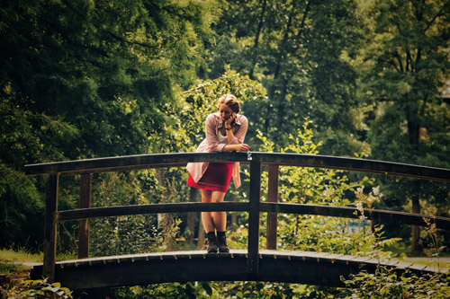 Girl on bridge